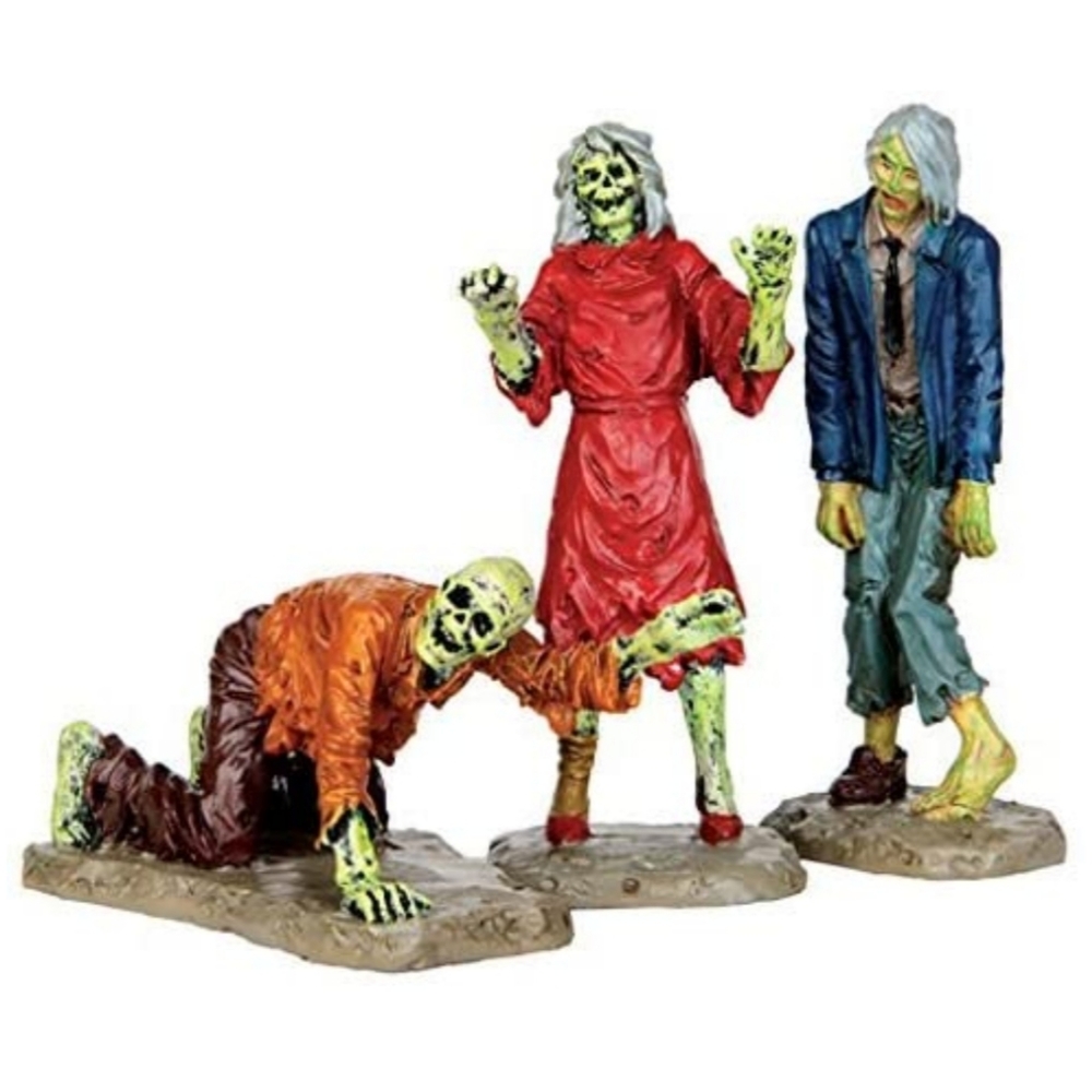 Spooky Town Lemax Walking Zombies Table Accents 3 pack